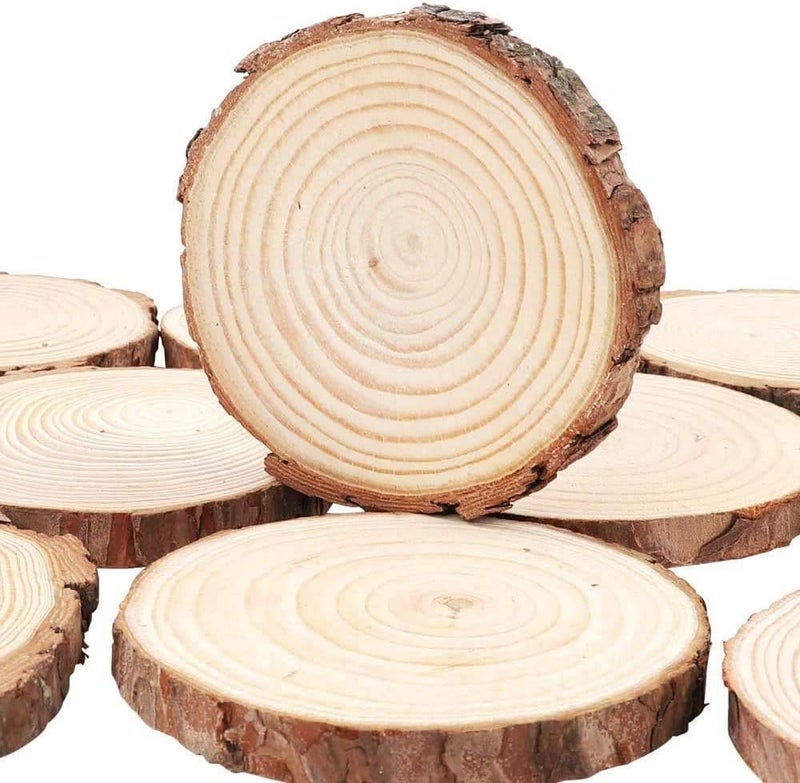 William Craft Natural Wood Slices 25Pcs 3.1-3.5 Inches Unfinished Wood Craft Kit Undrilled Wooden Circles Without Hole Tree Slice with Bark for Arts Painting Christmas Ornaments DIY Crafts - Image 2